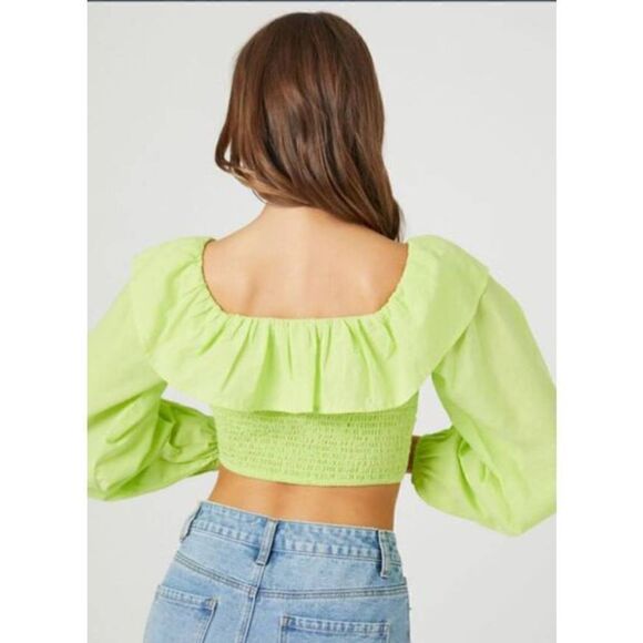 Forever 21 Off the Shoulder Eyelet Ruffle Top NWOT - Picture 3 of 7